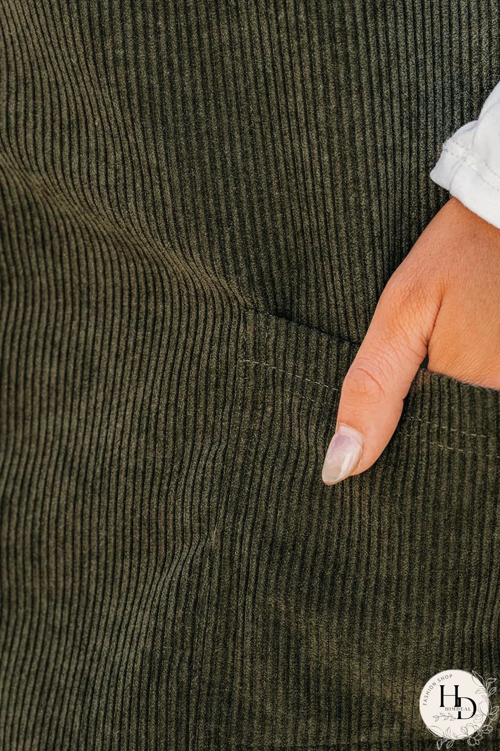 Women's Olive Green Corduroy Mini Dress