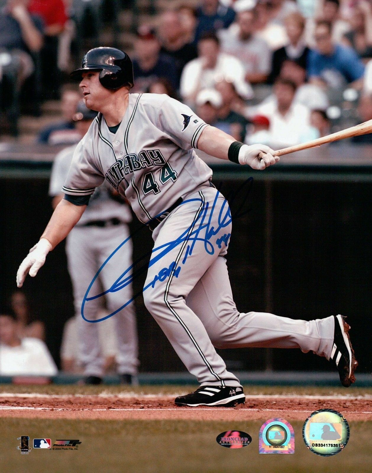 Toby Hall Signed 8X10 Photo Poster painting Autograph Tampa Bay Devil Rays MLB COA Swinging