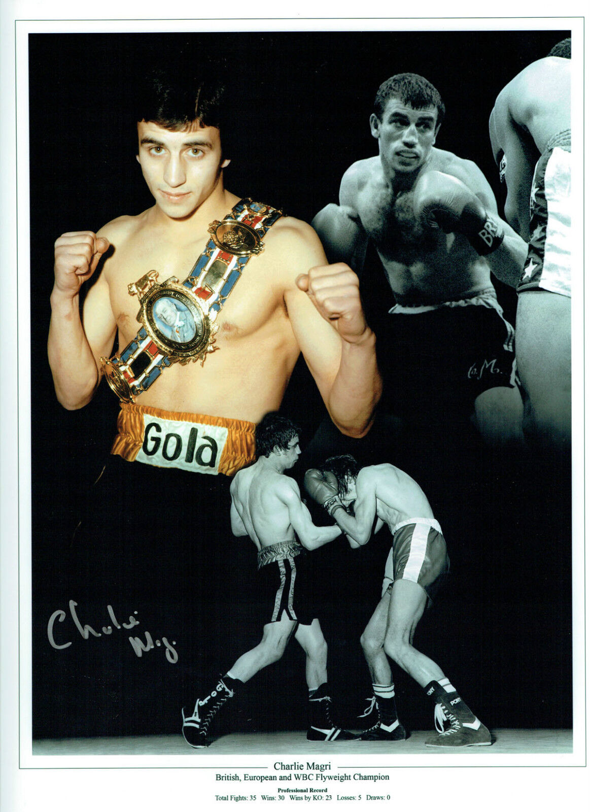 Charlie MAGRI Signed Autograph Boxer 16x12 Montage Photo Poster painting AFTAL COA