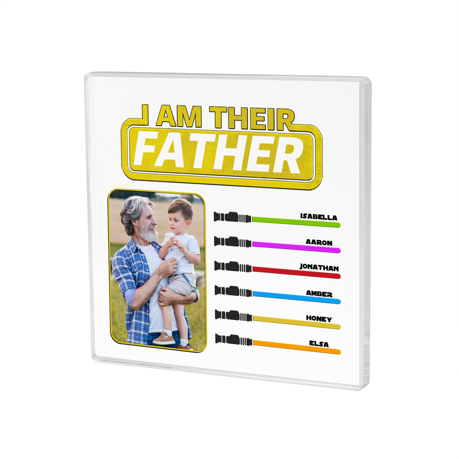 6 Names - Personalised Photo & Name Acrylic Square Keepsake Rectangle Plaque "I Am Their Father" Gifts for Dad-Jessemade AU