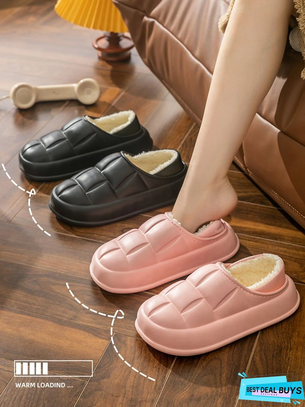 Waterproof Couple EVA Fleece Home Slippers