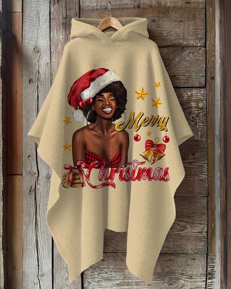 Christmas Black Christmas Girl Hooded Warm Shawl Cape