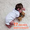 [Heartbeat Doll]17'' Handmade Real Lifelike Heida Sleeping Reborn Baby Doll Girl with Hand-rooted Black Hair - RBBI-Myrebornbabydoll&reg; Myrebornbabydoll&reg;