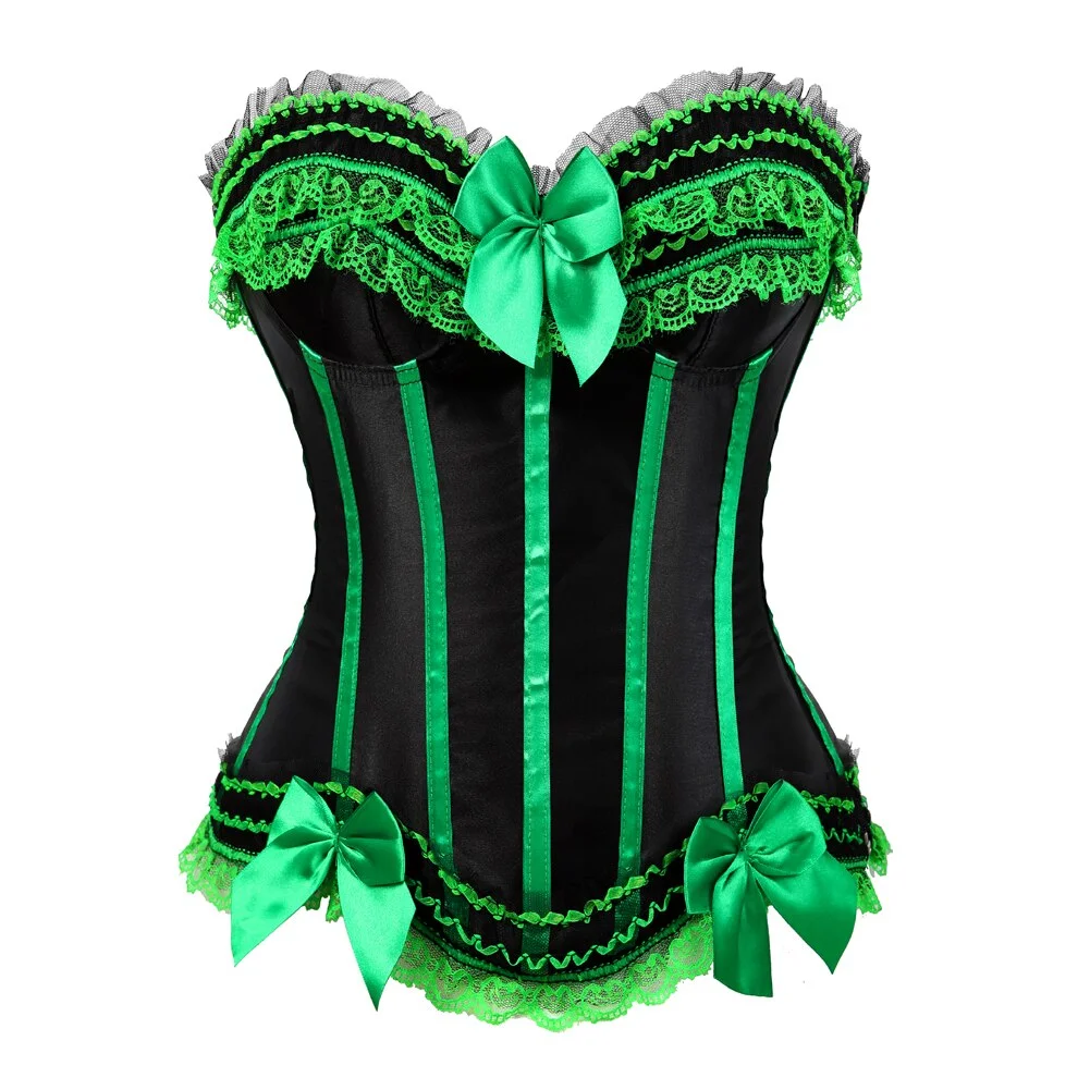 Billionm green corset top with cup and mini skirt with shoulder straps bustier sexy lace lingerie Carnival dress body shaper