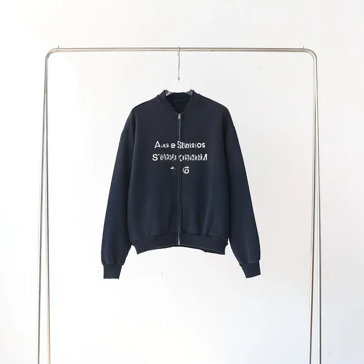 varsity jacket  Casual washed color  bomber jacket loose baseball letterman coat