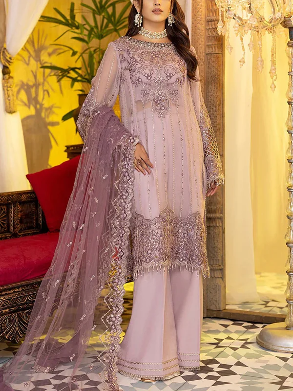 Light And Elegant Mesh Sequins Ladies Suit