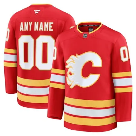 Men's Calgary Flames  Red Home Premium Custom Jersey