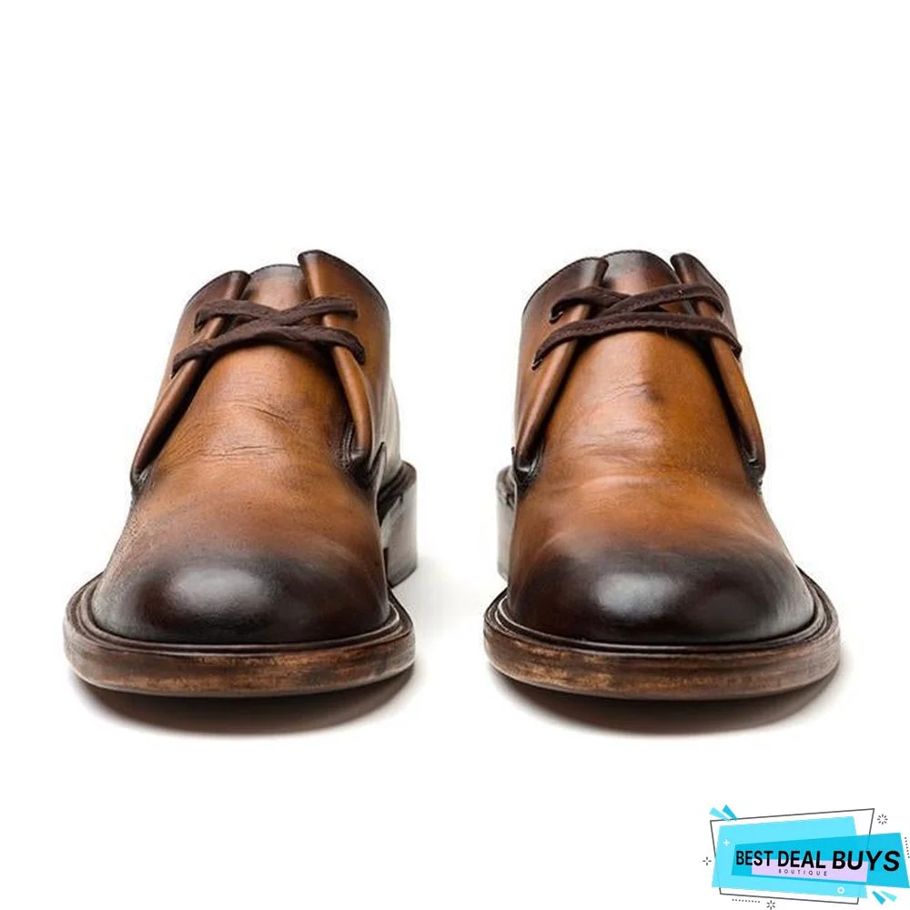 Classic Leather Shoes Gradient Color Oxford Shoes