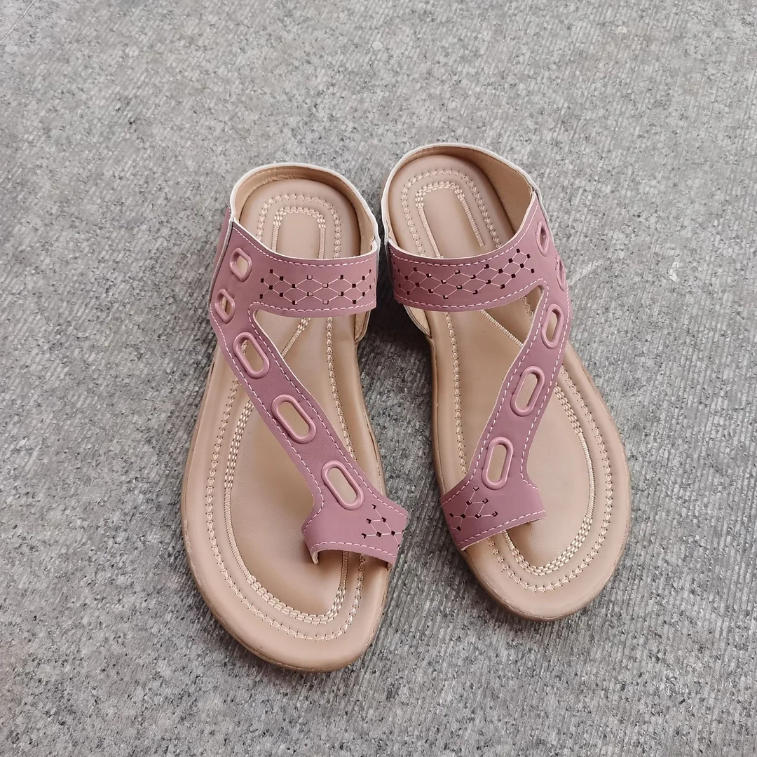 Yyvonne Clip Toe Slippers Hollow Splicing Flat Bottom Leisure 414243 Large Code Cold Drag