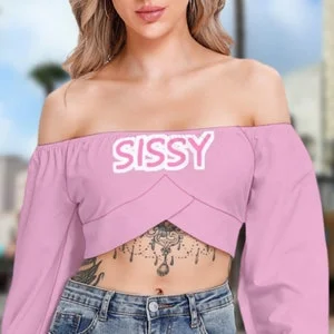 pornhint Pornhint SISSY Cropped Tube Top With Long Sleeve, 12 colors, tshirt, femboy t-shirt, t-shirt, Cuckold sissy girl t-shirt,, slut clothing