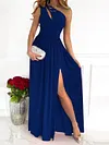 One-Shoulder Solid Color Maxi Dress