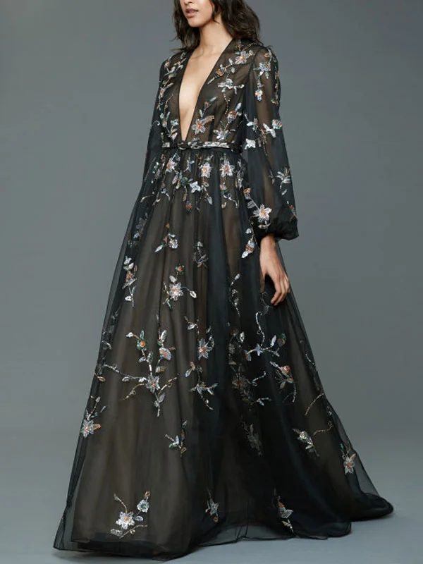 deep v sexy print lace ladies dress