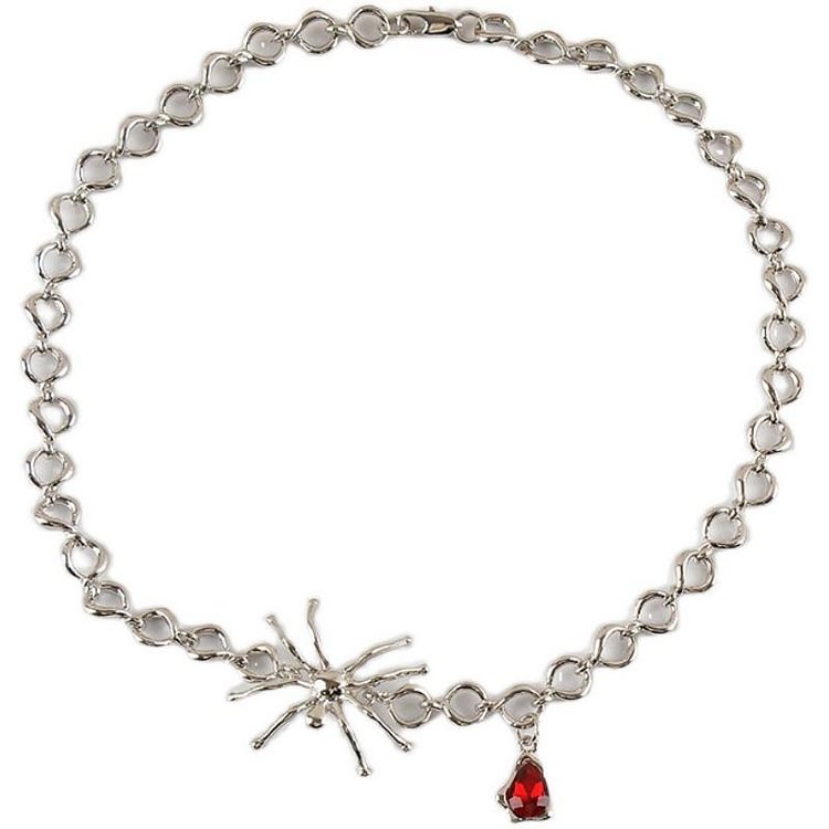 Spider Shaped Blood Drop Pendant Necklace and Earrings