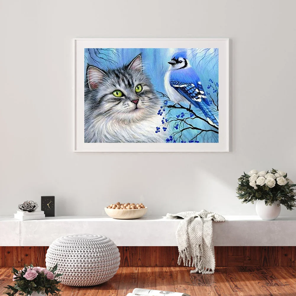 Diamond Painting - Full Round Drill - Cat Bird(40*30cm)