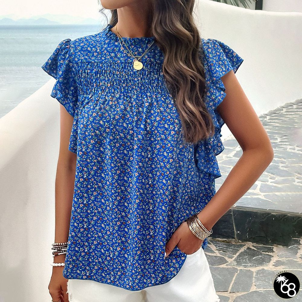 Groovy Blue Round Neck Top | 168DEAL