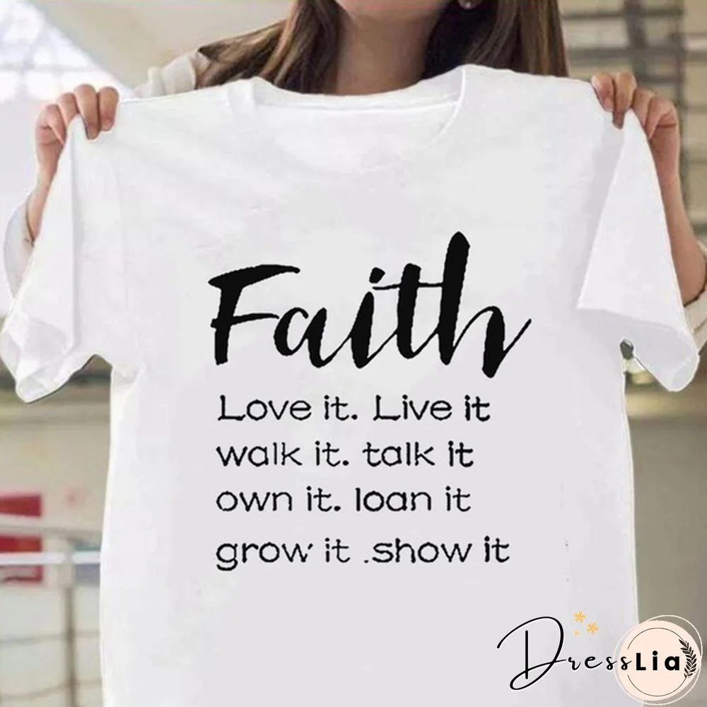 Women Fashion Women Cross Faith T Shirt Graphic Tees Christian Shirts for Religious Gift