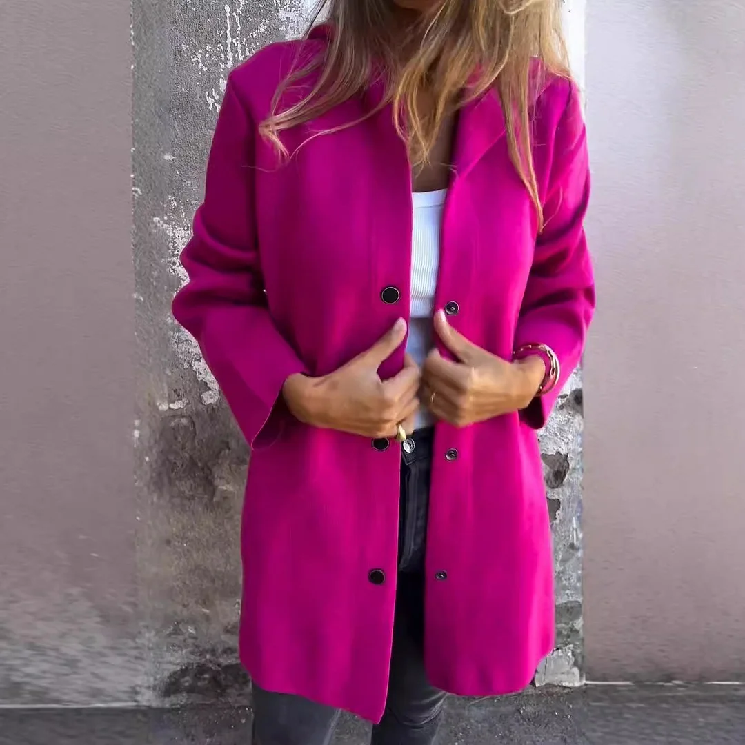 Uveng Uveng 2025 New Hot Fashion Long-Sleeved Solid Coat Women's Clothing