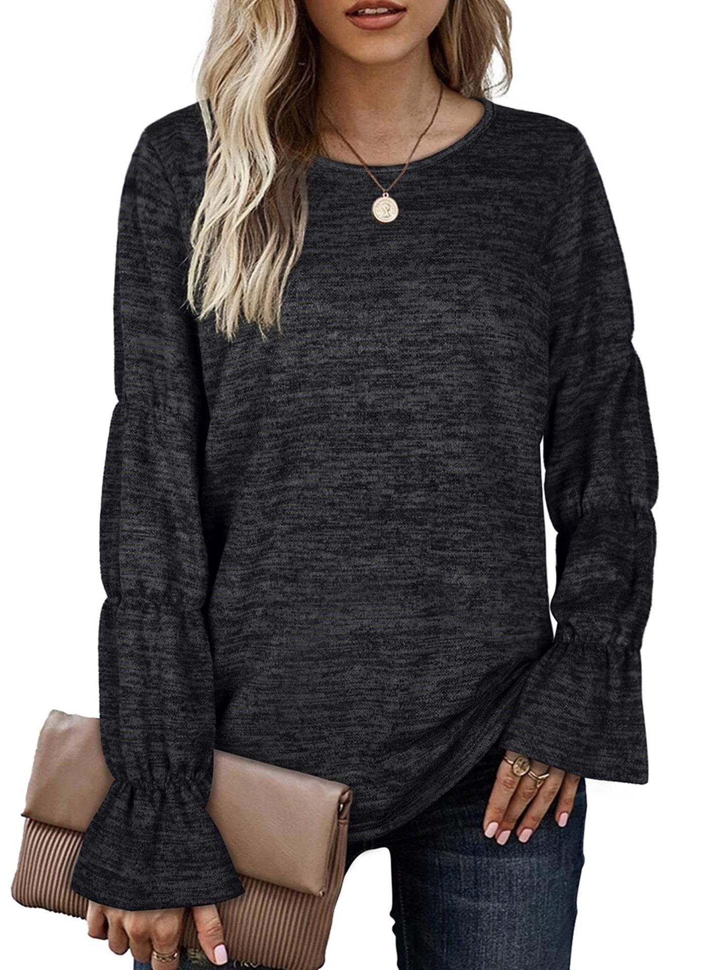 Women Long Sleeve V-neck Graphic Floral Printed Top