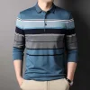 Long casual striped polo shirt