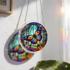 (25cm)DIY Acrylic Jigsaw Puzzle Window Hanging with Hanging Chain DIY Stained Glass Decoration Round Window Puzzle Decor for DIY Craft Project (Stained Glass Butterfly)