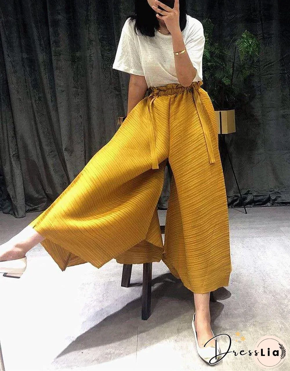 Pleated women harem pants plus size high waist pleated wide leg flare pants Girdle of waist aesthetic harajuku pants