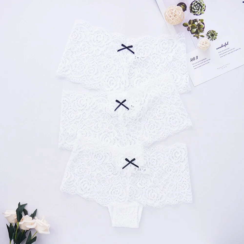 Billionm Sexy Women's Panties Boyshort Lace Underwear Plus Size Woman Boxers Seamless Transparent Pants Solid Underpants S-4XL