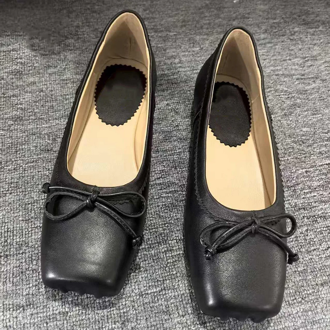Women's Flats Shoes Square Toe Ballet Shoes Red Bottom Daily Shoes-MERUMOTE