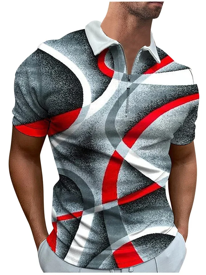 3D Digital Printing Polo Shirt Casual Zipper Short Sleeve Top S M L XL 2XL 3XL 4XL 5XL 6XL