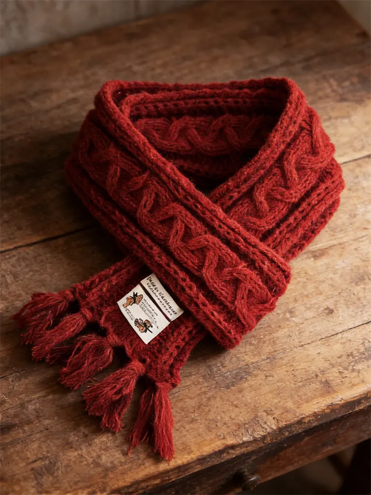 Ice Out Red Handmade Cable Knit Scarf