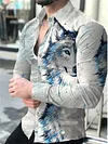 Men's Lapel Spring and Autumn New Casual Personality Tide Men Long-sleeved 3D Digital Printing Shirt Large Size Breathable Shirt S,M,L,XL,XXL,XXXL-KZyou