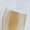 Premium Gauze Touch Golden Line Ribbon 6.5cm Festive Christmas Decor Gift Wrapping