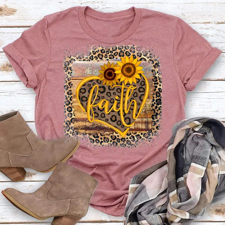 Sunflower faith Round Neck T-shirt-018315