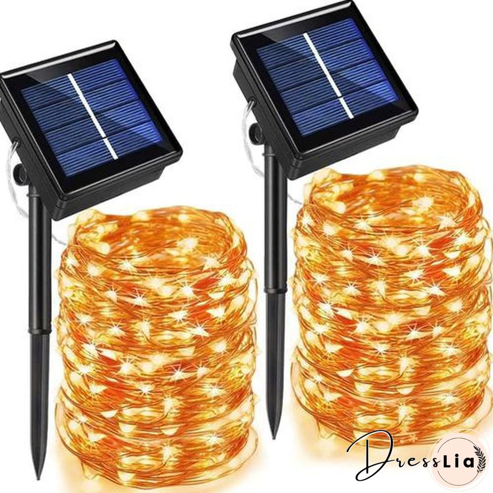 300/200/100/50/10 LED 9COLORS Creative Waterproof 8 Modes Solar Powered Copper Wire String Lights for Outdoor Indoor Home Garden Party Wedding Patio Tree Christmas Decoration