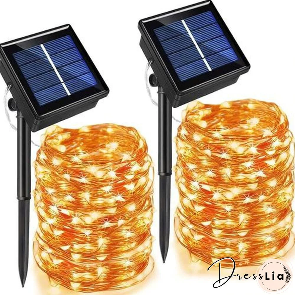 300/200/100/50/10 LED 9COLORS Creative Waterproof 8 Modes Solar Powered Copper Wire String Lights for Outdoor Indoor Home Garden Party Wedding Patio Tree Christmas Decoration