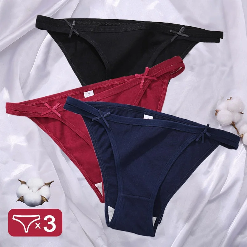 3PCS/Set Cotton Underwear Sexy Women's Lingerie Panties Female Underpants Sexy Briefs Low-Rise Intimates Pantys Cotton Panties