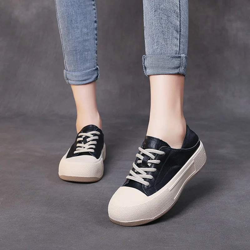 Yyvonne Layer Of Cowhide Shoes Women's Spring And Autumn Casual Women's Shoes Commuting Small White Shoes Korean Leather Single Shoes Korean Version Of The Trendy Shoes
