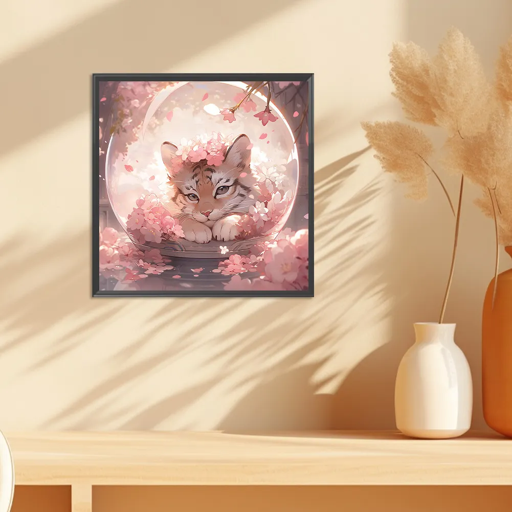 Diamond Painting - Full Square Drill - Pink Tiger(Canvas|45*45cm)