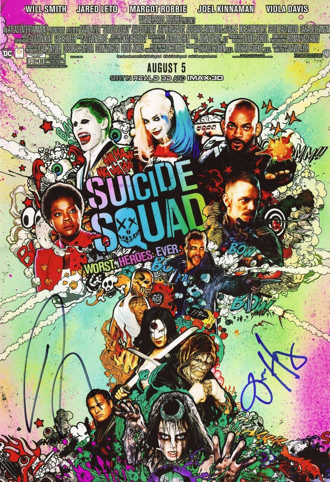 ~~JAY HERNANDEZ+1 Hand-Signed DIABLO - SUICIDE SQUAD poster