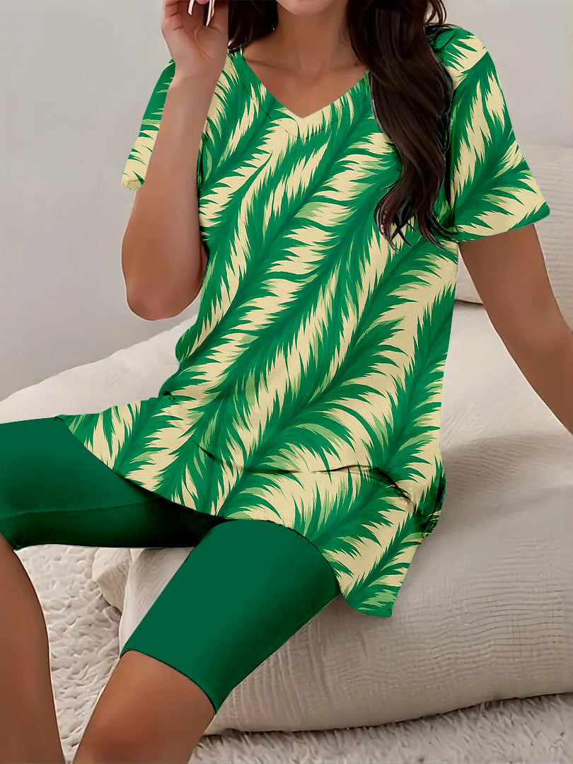 Women Long Sleeve V-neck Graphic Floral Printed Top