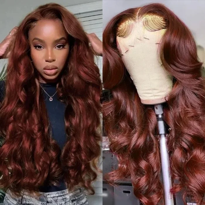 Reddish Brown Body Wave Lace Wigs Autumn Perfect Color For Women