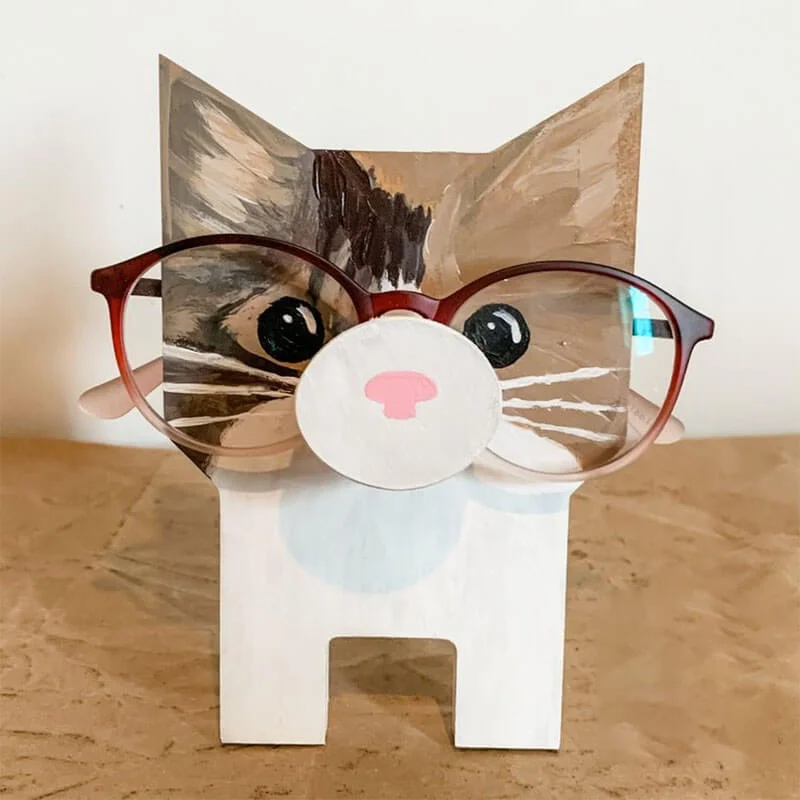 VigorDaily Handmade Glasses Stand Cat