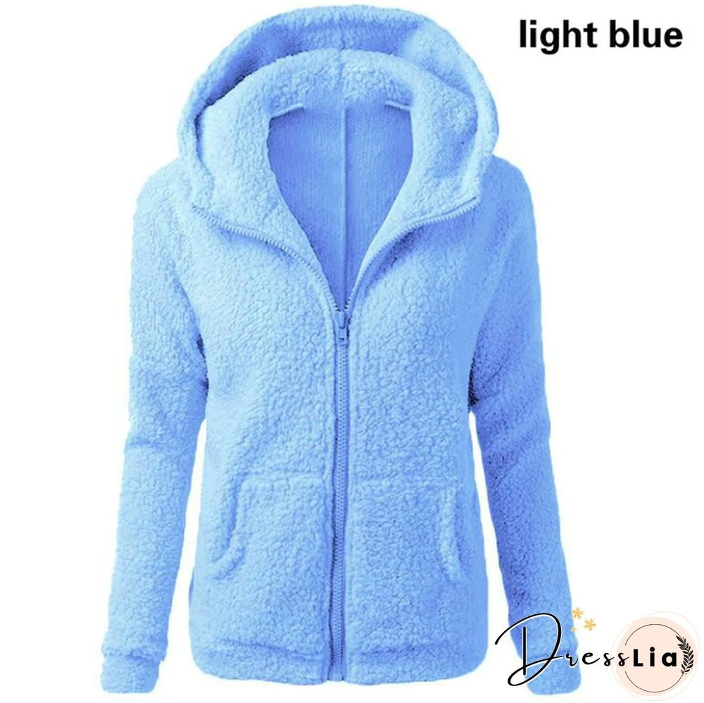 Woman Clothes Warm Autumn Winter Thicken Fleece Coat Zip Up Hooded Slim Parka Jacket Overcoat Woman Hoodie Plus SizeS-5XL