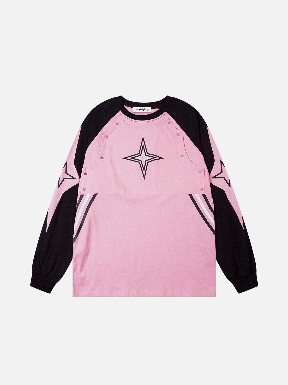 Pink Star Patchwork Sweatshirt Front