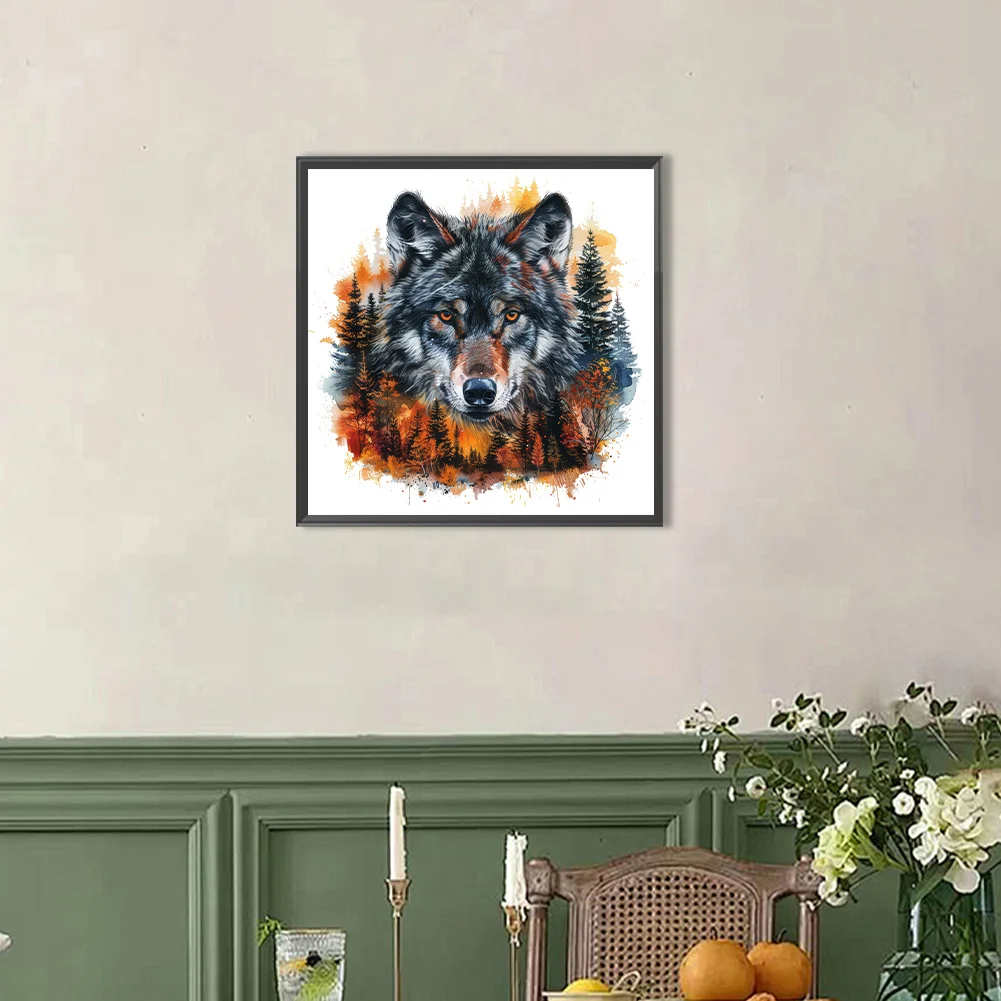 Partial AB Diamond Painting - Full Round Drill - Forest Wolf(Canvas|45*45cm)