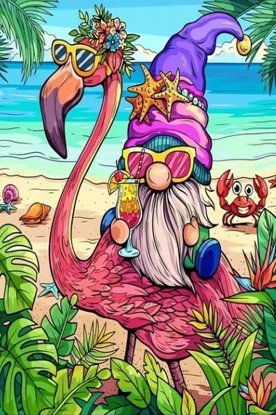 Summer Flamingo Gnome-11CT Stamped Cross Stitch-40*60cm(Canvas） gbfke