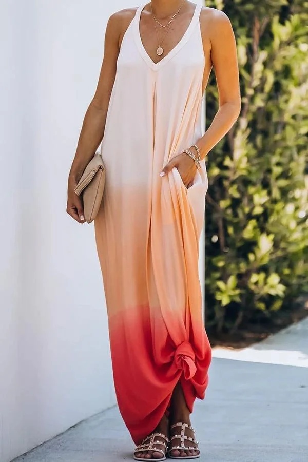 Womens Glamorous Tie Dye Gradient Sling Dress-Allyzone-Allyzone