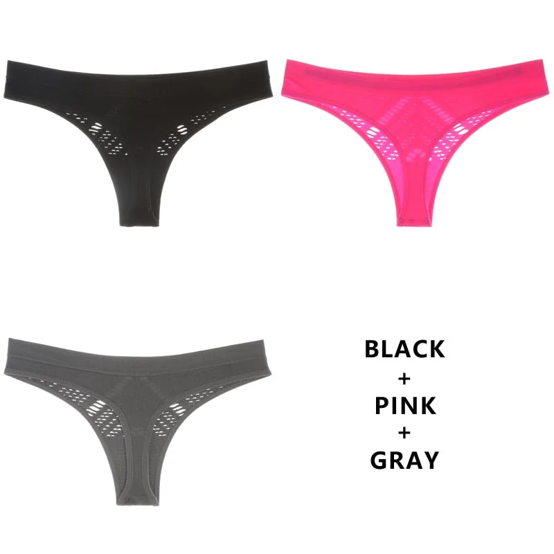 Meet'r 3Pcs/Lot Hollow Out Lingerie Europe Seamless Sexy Panties Women Temptation Underwear Mid-waist G String Drop Shipping