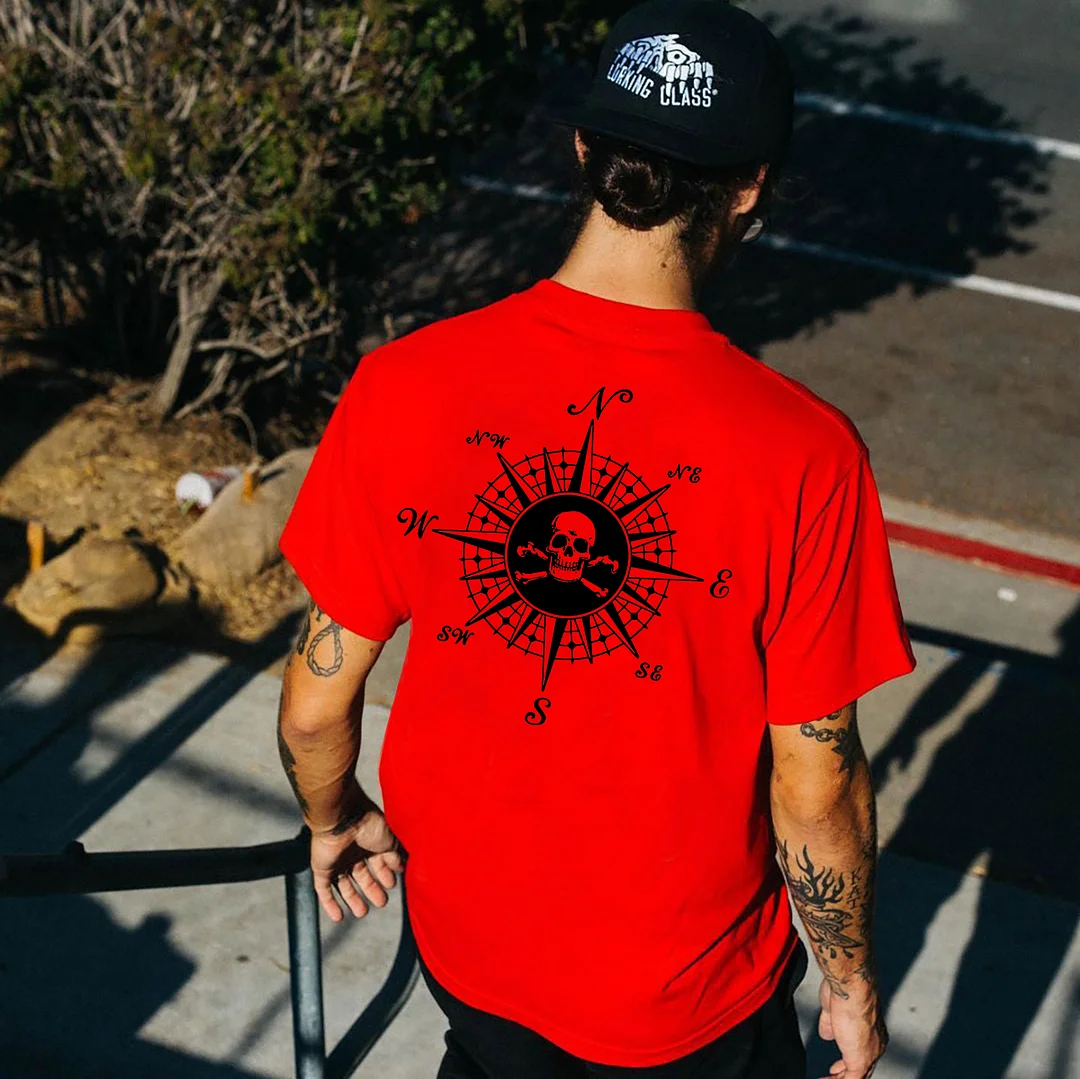 Skull With Beacon White Print T-shirt