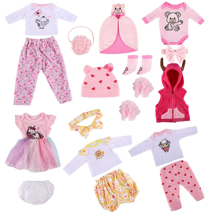  17-22" Reborn Doll Fashion Multi-style Clothing Set for Girls Boys 7 Sets Set Clothing Accessories - Reborndollsshop®-	 Reborndollsshop®