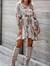 Ethnic Printed Bohemia Long Sleeves Mini Dresses